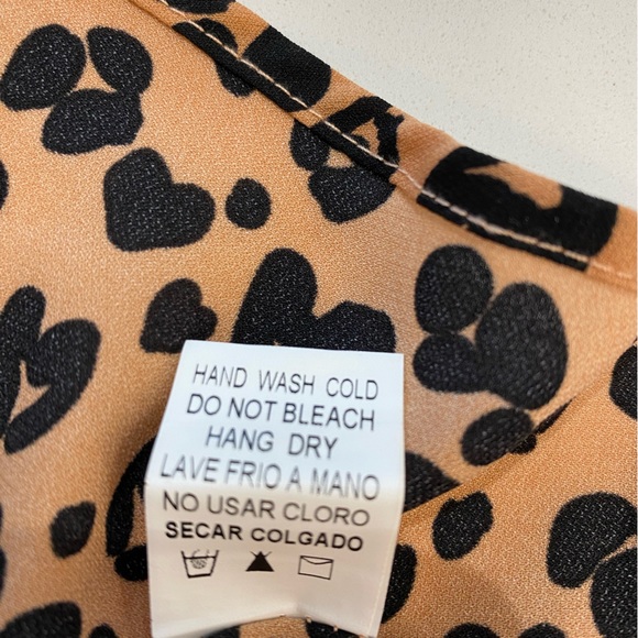 Mini Slip Dress by CRESCENT, Leopard Print, Camel/Black, Cowl Neck (US M) - Picture 9 of 10